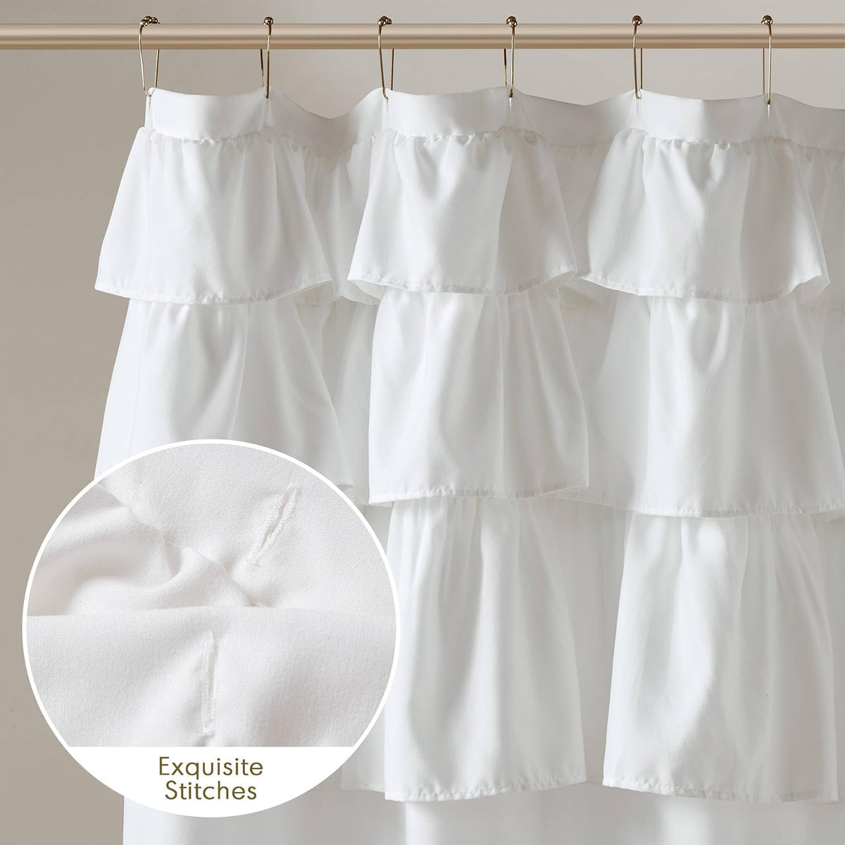 Madison Park Grace - Cortina de Ducha Blanca para baño, 72 x 72 Pulgadas, Color Blanco