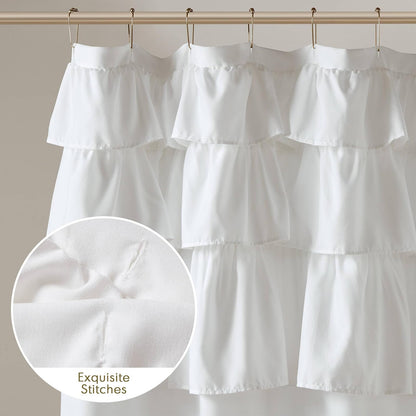 Madison Park Grace - Cortina de Ducha Blanca para baño, 72 x 72 Pulgadas, Color Blanco