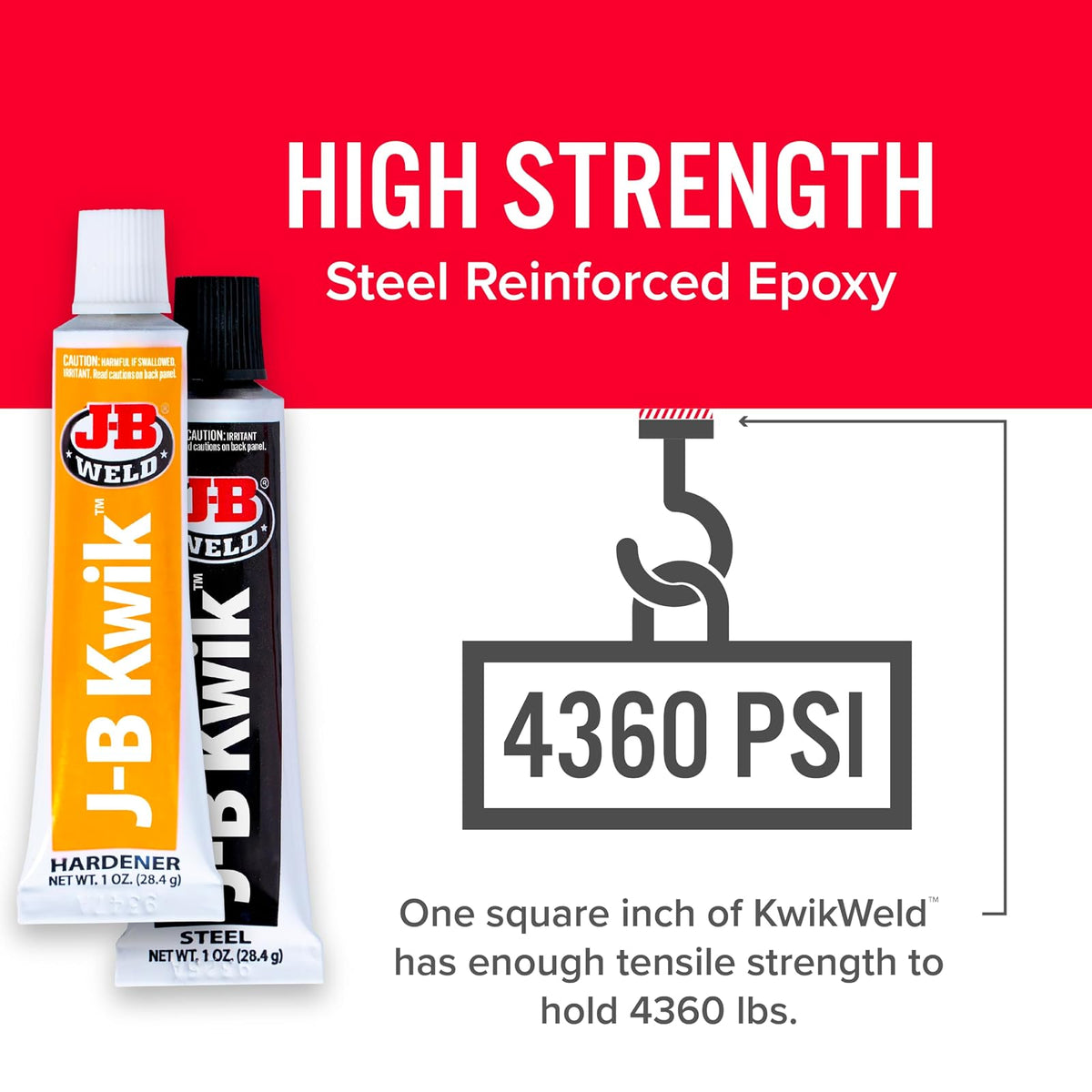 J-B Weld 8276 KwikWeld - Epoxi reforzado de acero de ajuste rápido, color gris oscuro, 2 onzas