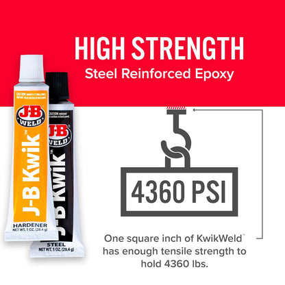 J-B Weld 8276 KwikWeld - Epoxi reforzado de acero de ajuste rápido, color gris oscuro, 2 onzas
