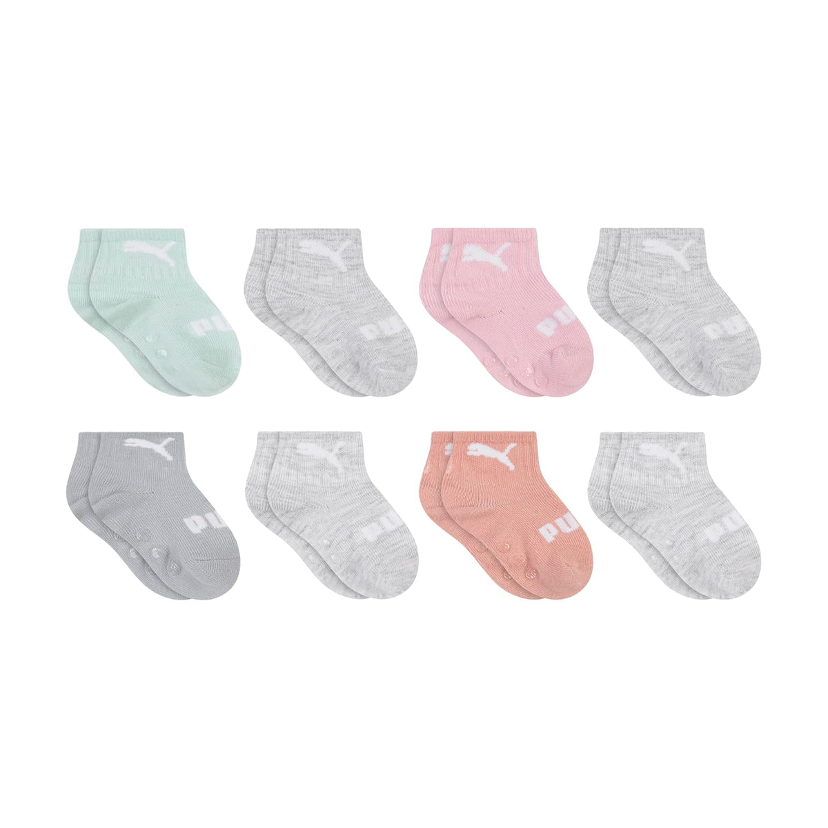 PUMA 8-pack Anklet Socks, Lightweight & Comfort-toe, Footbed Gripper Calcetines Unisex bebé
