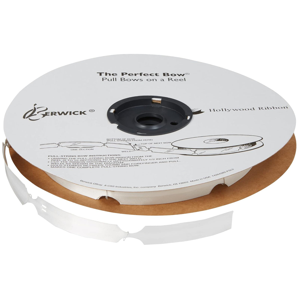 Berwick Offray la perfecta Bow flora-satin 10,2 cm diámetro x 18 bucles, 3/10,2 cm Amplia ribbon-50 piezas/reel-white Pull