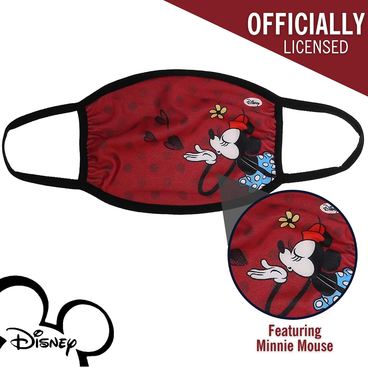 Disney Minnie Mouse - Máscara de lunares y besos fruncidos para adultos, Multi, 1 Count (Pack of 1)