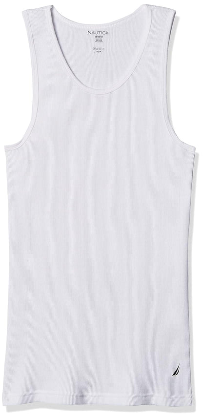 Nautica 4 Pack Ribbed Cotton Tank Undershirts Camiseta Hombre