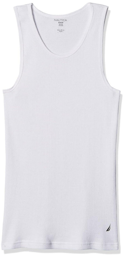Nautica 4 Pack Ribbed Cotton Tank Undershirts Camiseta Hombre