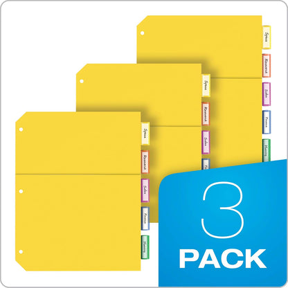 Oxford 89602 divisores de plástico de 2 bolsillos, corte de 5 lengüetas 1/5, juego de pestañas grandes multicolor, divisores insertables con inserciones de papel, tamaño carta, 3 juegos