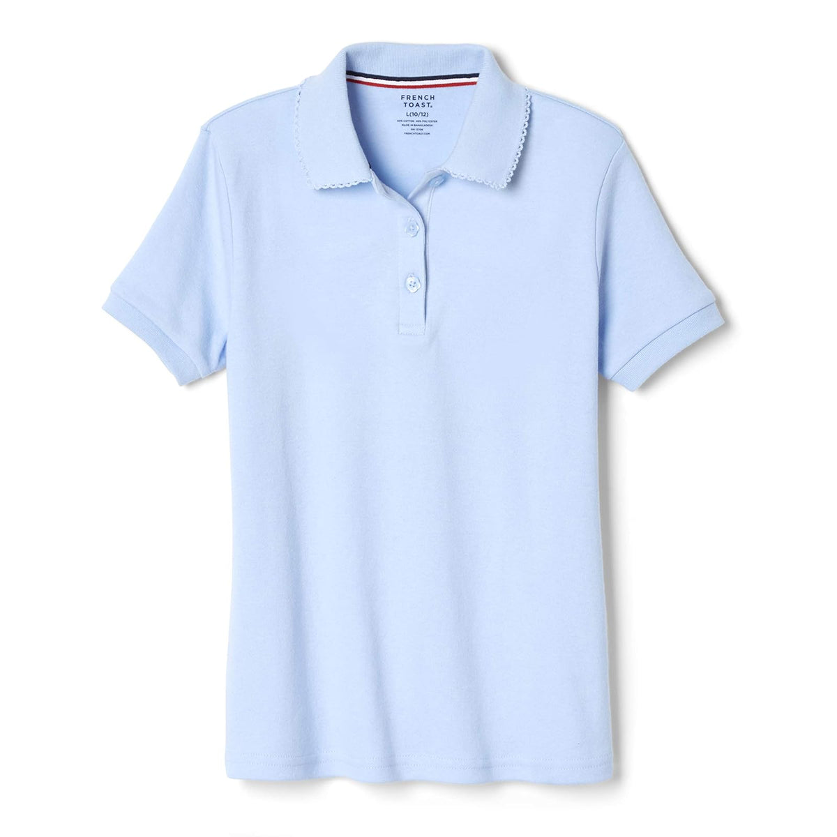 French Toast Polo Escolar Manga Corta Cuello Picot Niña - 7-8 - Azul - claro