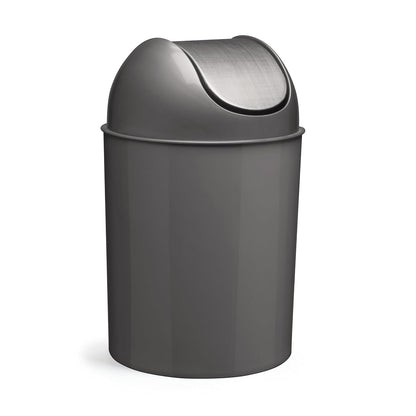 Umbra Mezzo Cesto de basura con tapa abatible, con capacidad de 9L | Construcción impermeable, a prueba de óxido y abolladuras, superficie fácil de limpiar, se adapta a cocina o baño, plástico - Níquel - Plata