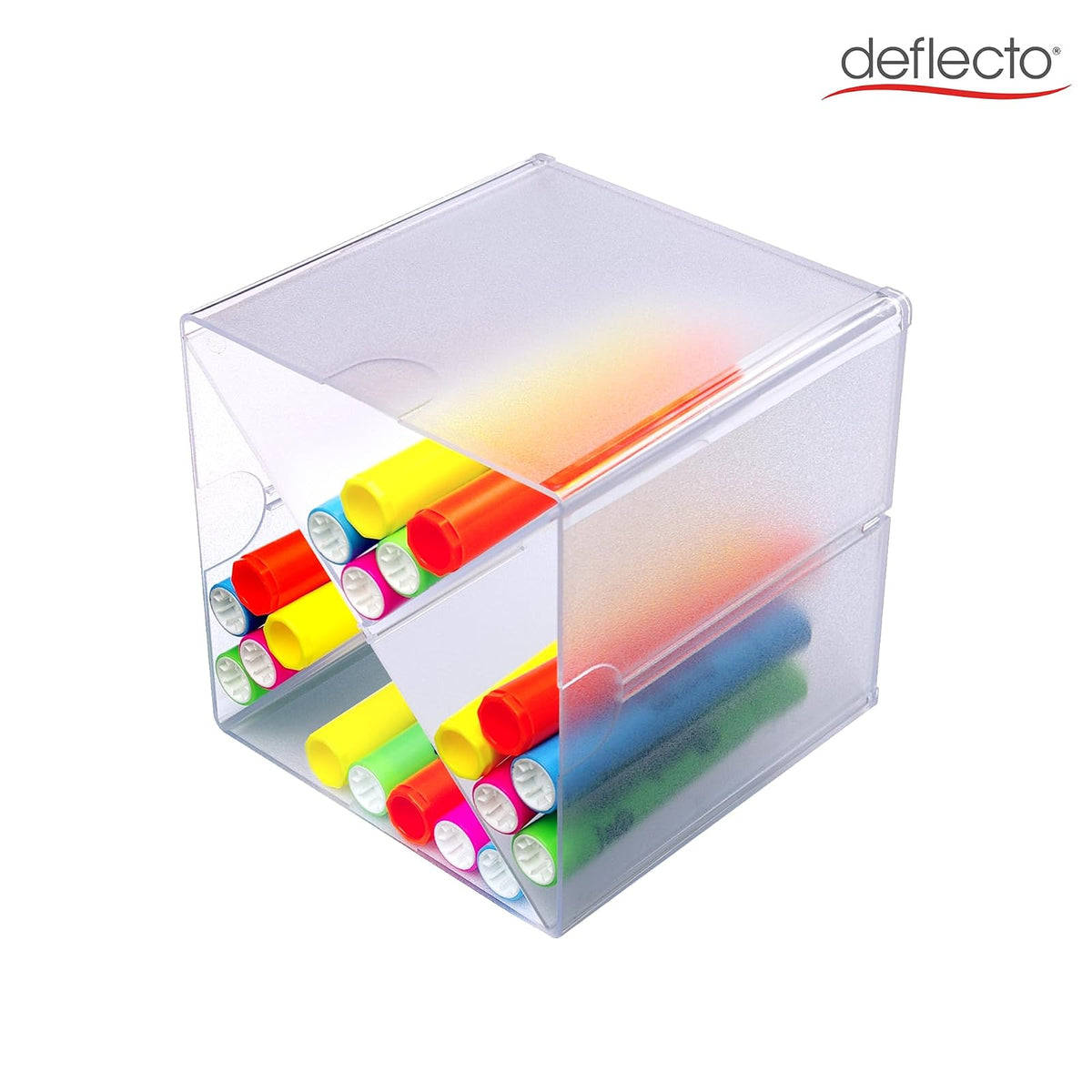 Deflecto Organizador tipo cubo apilable, organizador de escritorio y para manualidades, Divisor cruzado, Transparente, Apple