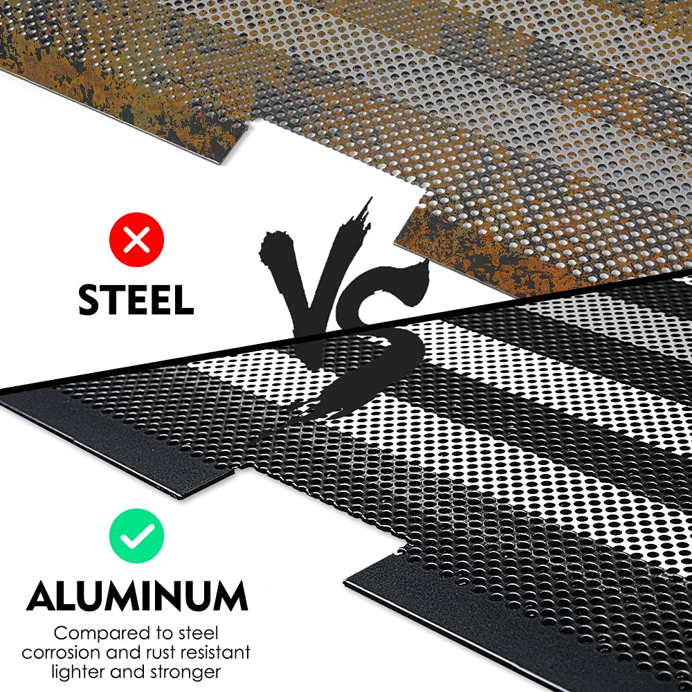 Xprite - Rejilla de aleación de aluminio con bandera de Estados Unidos en blanco y negro compatible con Jeep Wrangler JK Stock Grille 2007-2018