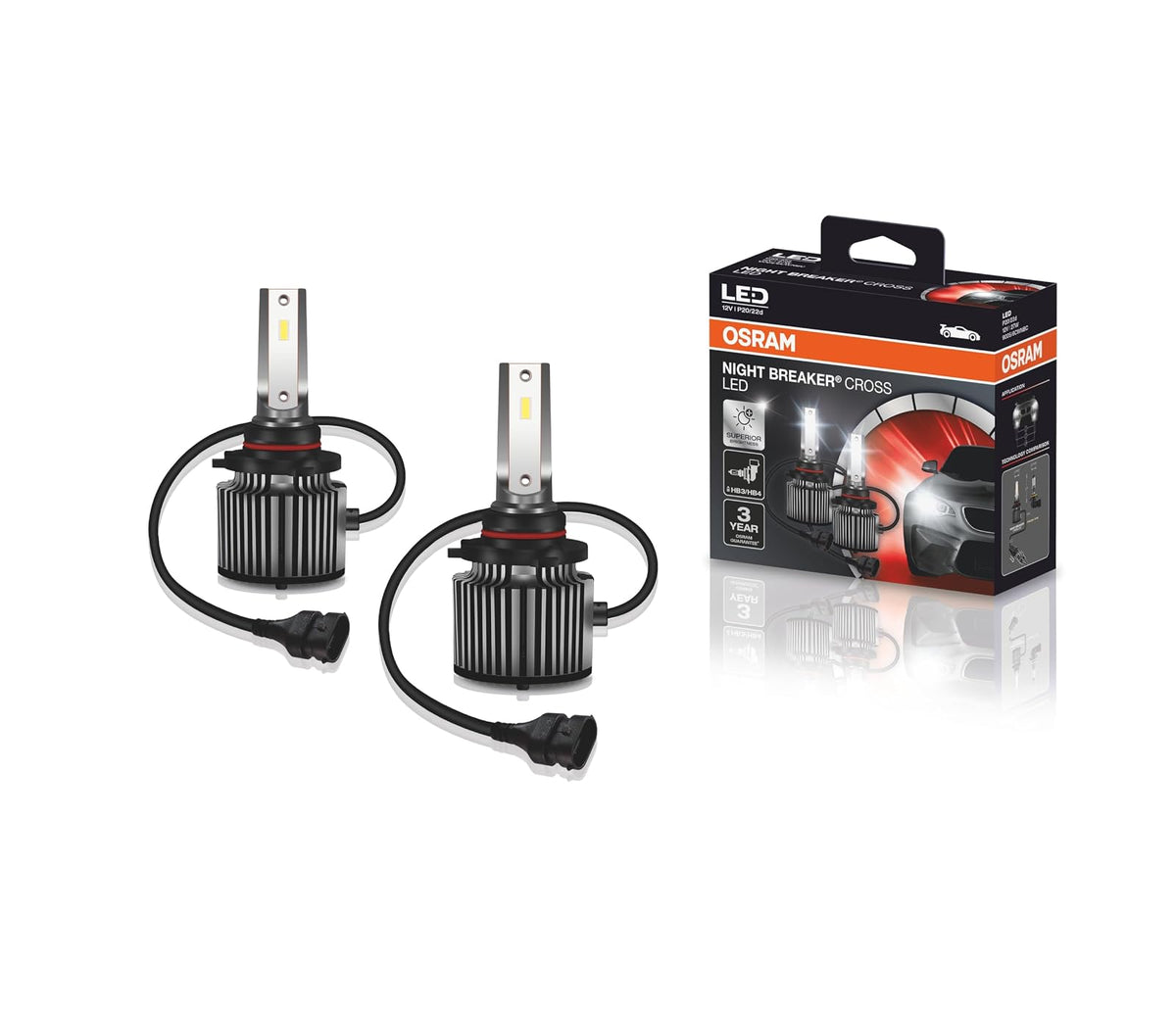 OSRAM Foco Principal LED 9005/9006 Night Breaker Cross, Blanco 6000 K, 9005/6CW NBC