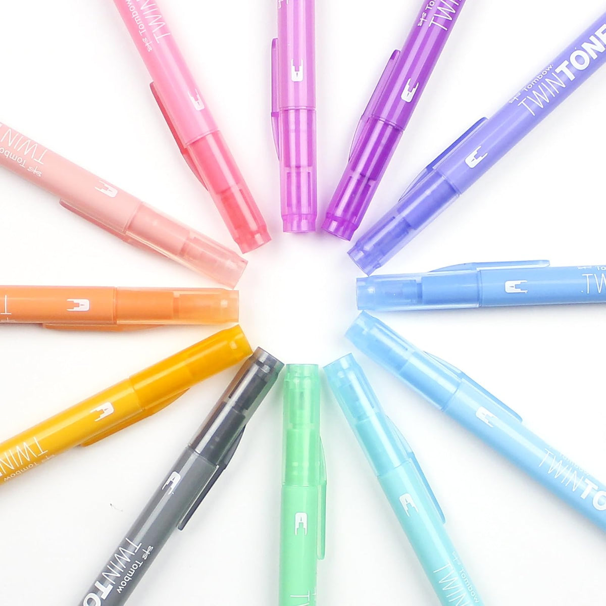 Tombow 61501 - Juego de marcadores TwinTone color pastel, paquete de 12 Marcadores de doble cara perfectos para planificadores, diarios, garabatos y mucho más