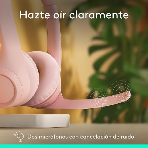 Logitech Zone 300, Auriculares con micrófono Bluetooth inalámbricos, compatibles con Windows, Mac, Chrome, Linux, iOS, iPadOS, Android – Rosa