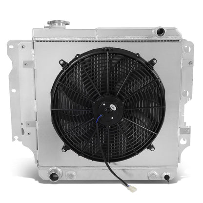 DNA Motoring Radiador de Aluminio 2 Filas con Cubierta de Ventilador, Ajuste por Modelo - Jeep Wrangler 2.4L-4.2L 87-06