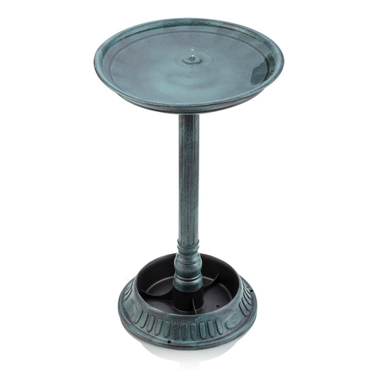 Alpine Corporation Estatua de Baño de Pájaros para Exteriores de 25" de Alto con Maceta, Verde