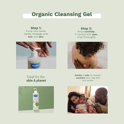 Mustela Bio Orgánico, Gel de Baño Corporal y Capilar, 400ml