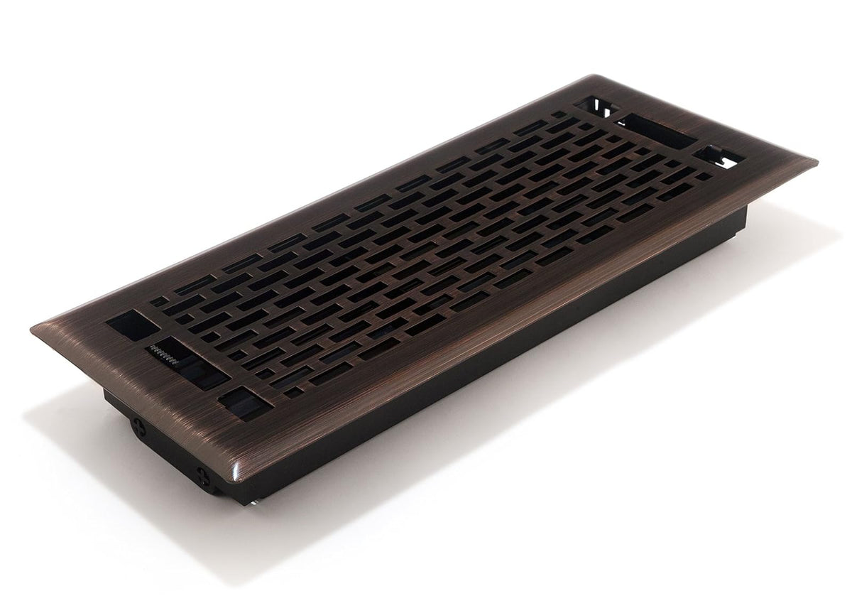 Accord amfrabma410 Manhattan piso registradora, 4-Inch X 10-Inch (apertura de conducto Medidas), 10.2 x 30.5 cm, Níquel Satinado - 10.2 x 30.5 cm - Bronce claro frotado con aceite