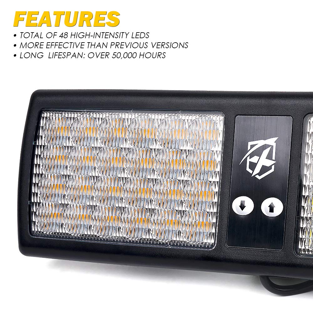 Xprite luces intermitentes estroboscópicas con visor LED ámbar blanco para camiones