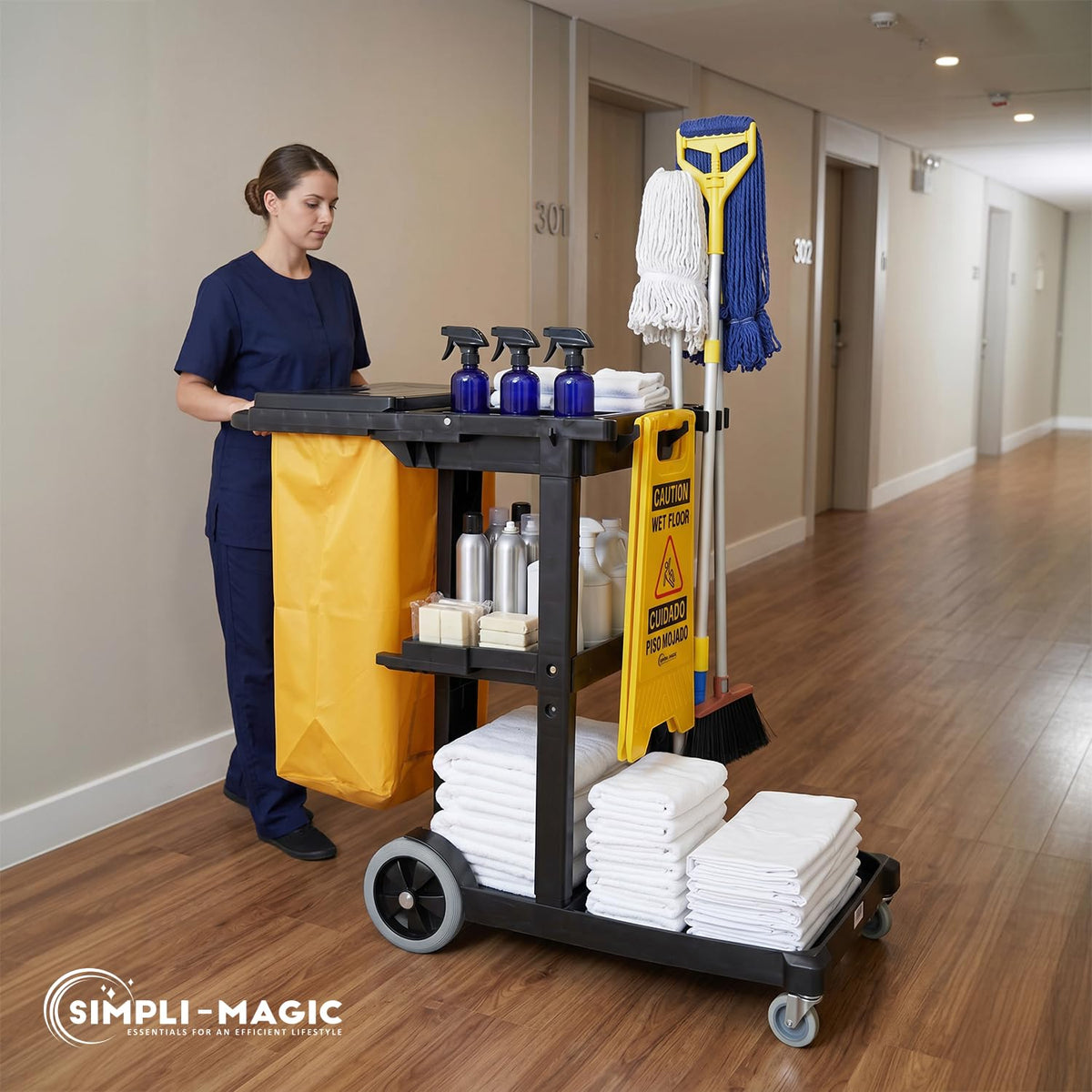 Simpli-Magic 79191 Carrito de Limpieza, Comercial, Negro