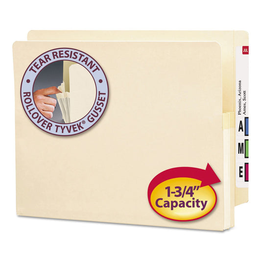 Smead 75114 - Bolsillo para archivos, pestaña reforzada de corte recto, extensión de 1-3/4 pulgadas, tamaño carta, manila, 25 por caja
