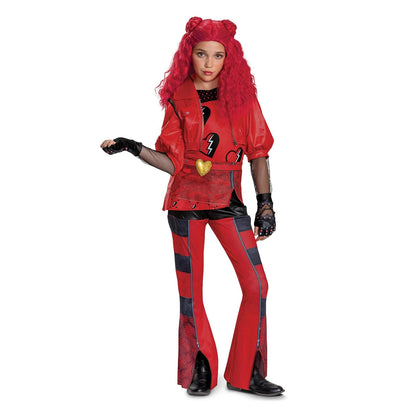 Disguise Girls Descendants Red Deluxe Costume, Official Disney Descendants the Rise of Red Costume Jumpsuit, Wig Not Included