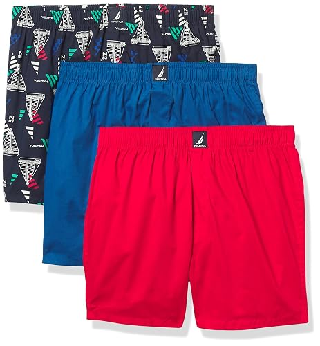 Nautica Paquete de 3 Calzoncillos Tejidos de algodón Bóxer para Hombre