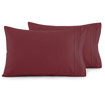 Fundas de Almohada Elegant Comfort de Microfibra Set de 2 - Borgoña - Standard - Queen Size