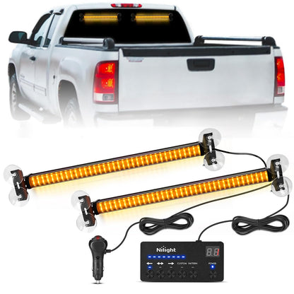 Nilight Barra de Luz Estroboscópica 144 LED Ámbar Driver 2 en 1 Emergencia - Ámbar - 43 cm (18 pulgadas)