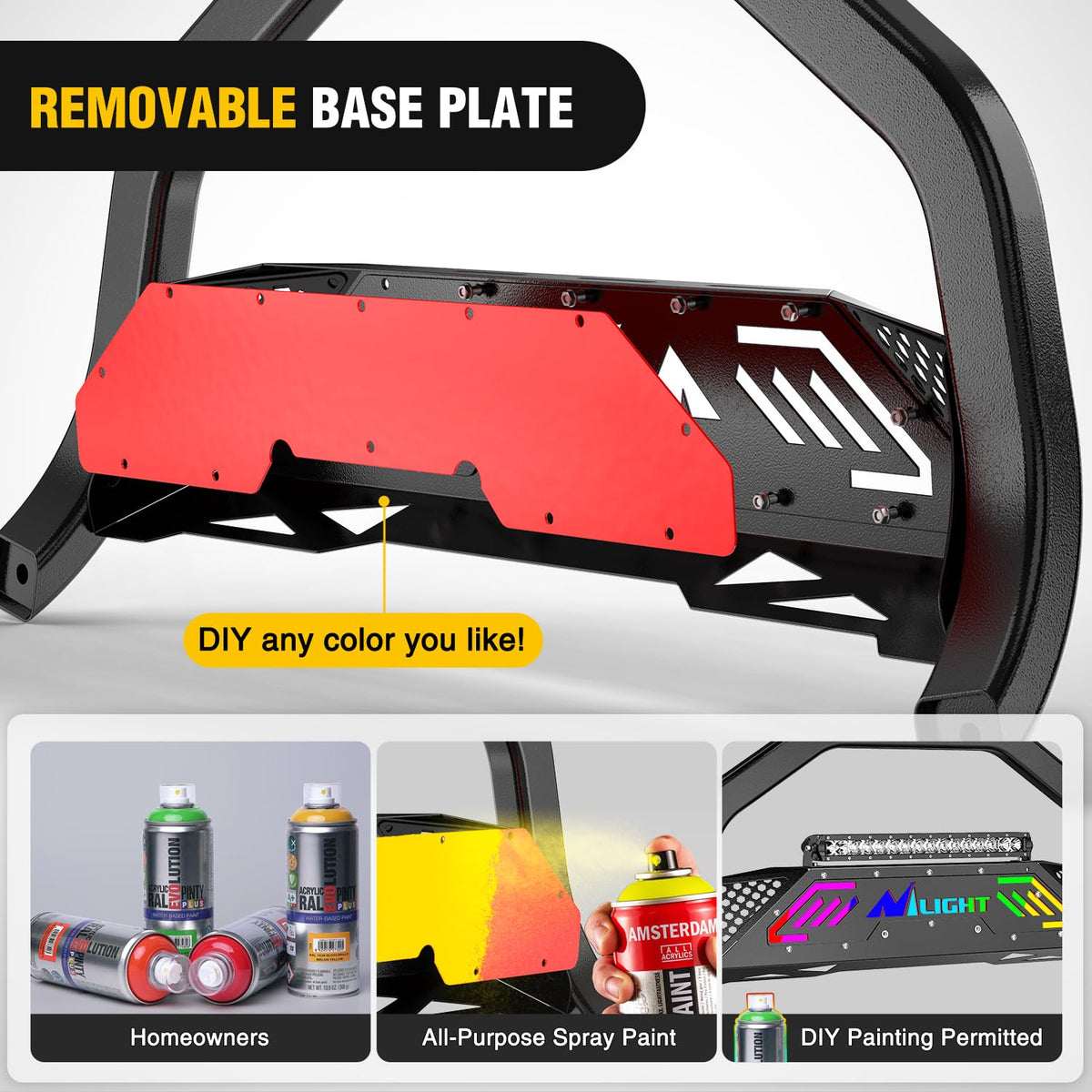 Nilight Bull Bar con luz para Nissan Frontier 2005-2021 (Gancho de Remolque | Protector de cepillo para polvo de rejilla de parachoques delantero con luz LED auxiliar, agujero de licencia de placa