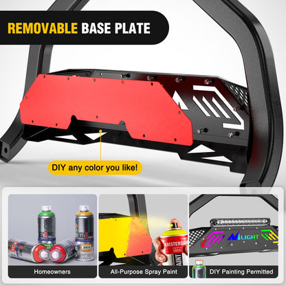Nilight Bull Bar con luz para Nissan Frontier 2005-2021 (Gancho de Remolque | Protector de cepillo para polvo de rejilla de parachoques delantero con luz LED auxiliar, agujero de licencia de placa