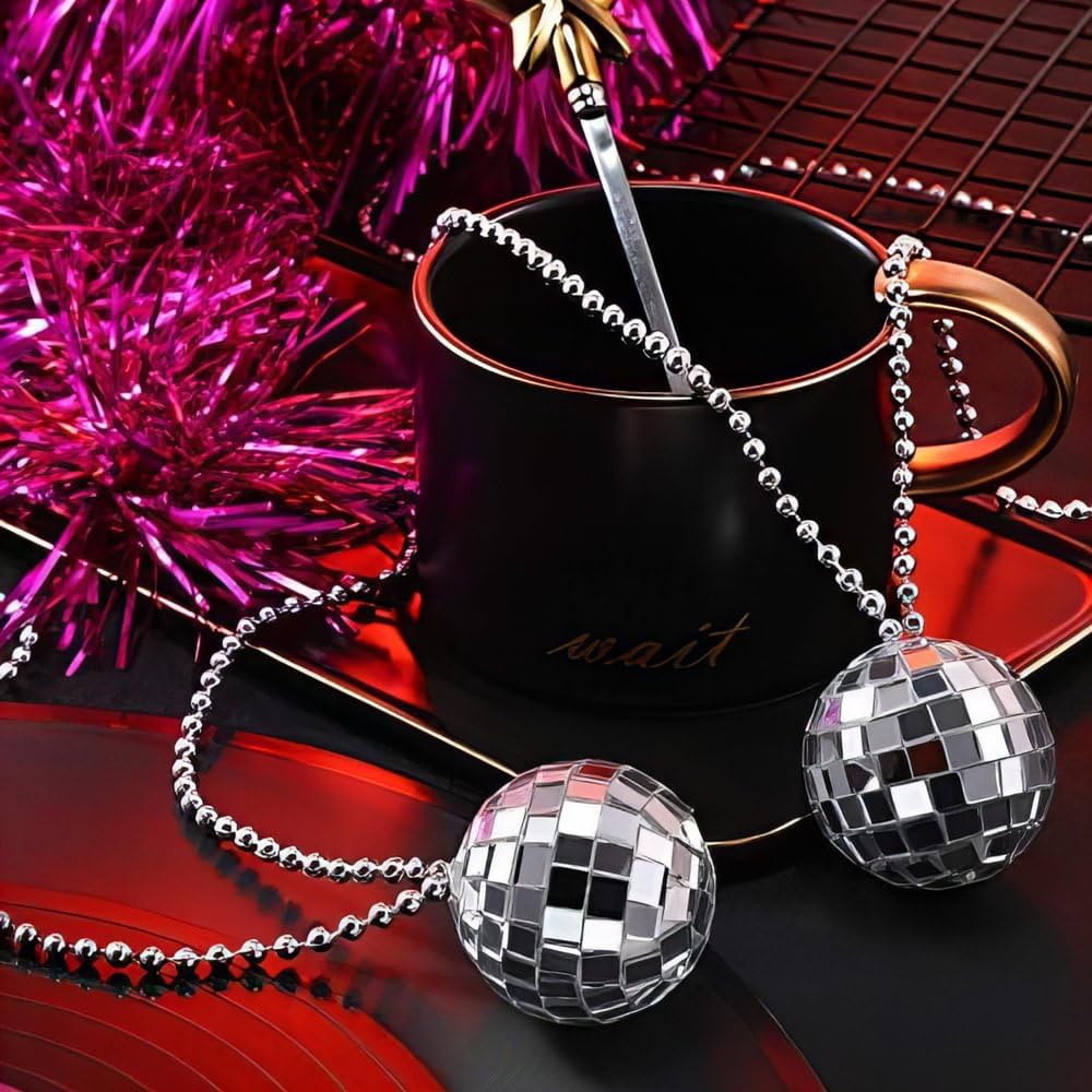 Rhode Island Novedad JNDISC2, Collar de bola de discoteca, Plata