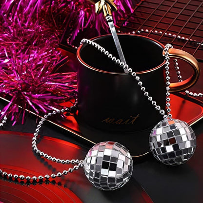 Rhode Island Novedad JNDISC2, Collar de bola de discoteca, Plata