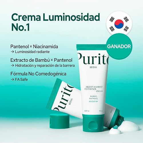 PURITO crema hidratante facial y corporal con bambú y pantenol 100 ml - crema facial ligera no grasa - skin care hidratación intensa