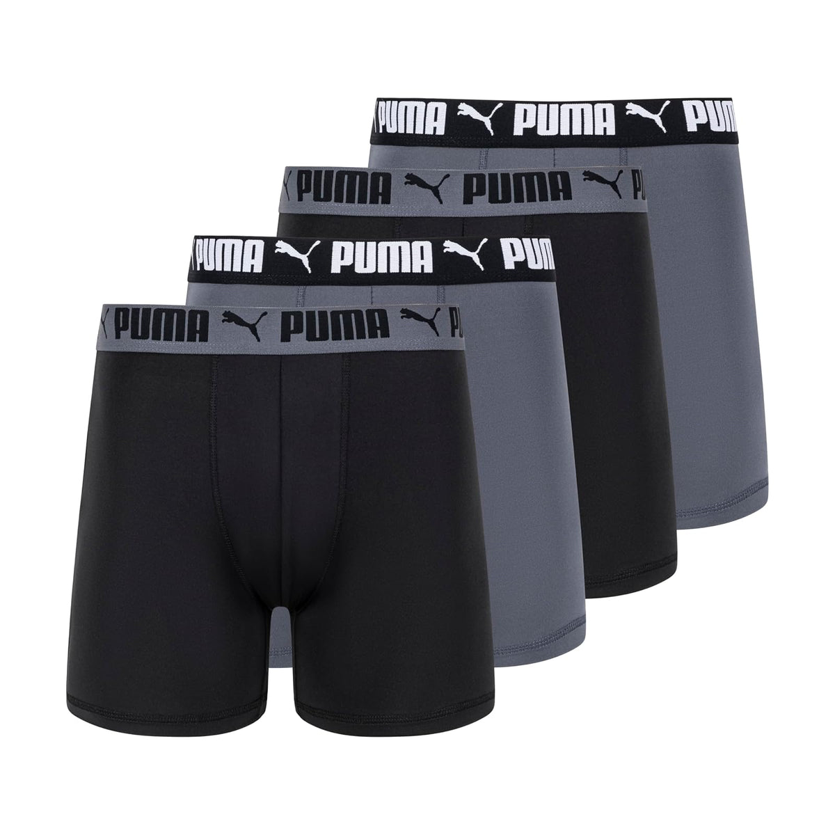 PUMA Paquete de 4 Calzoncillos Elásticos para Hombre - negro - gris - M