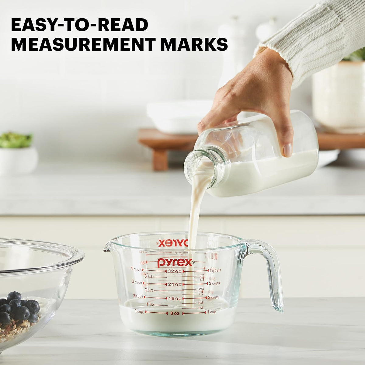 Pyrex Juego de Tazas Medidoras, 3 unidades, vidrio | Para preparar, hornear y cocinar, horno precalentado, lavaplatos, congelador y microondas
