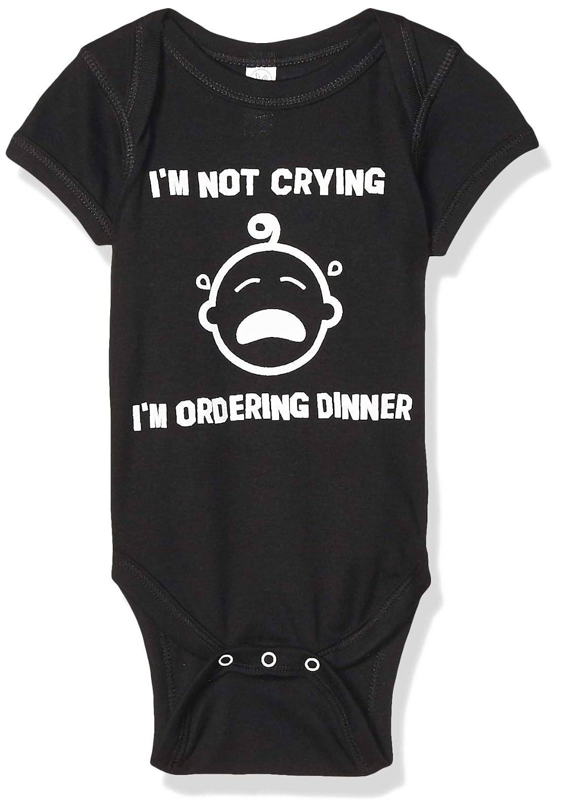 I'm Not Crying I'm Ordering Dinner Funny Baby Girl Boy Unisex One Piece Infant Novelty Bodysuit | Black | 3-6 Months