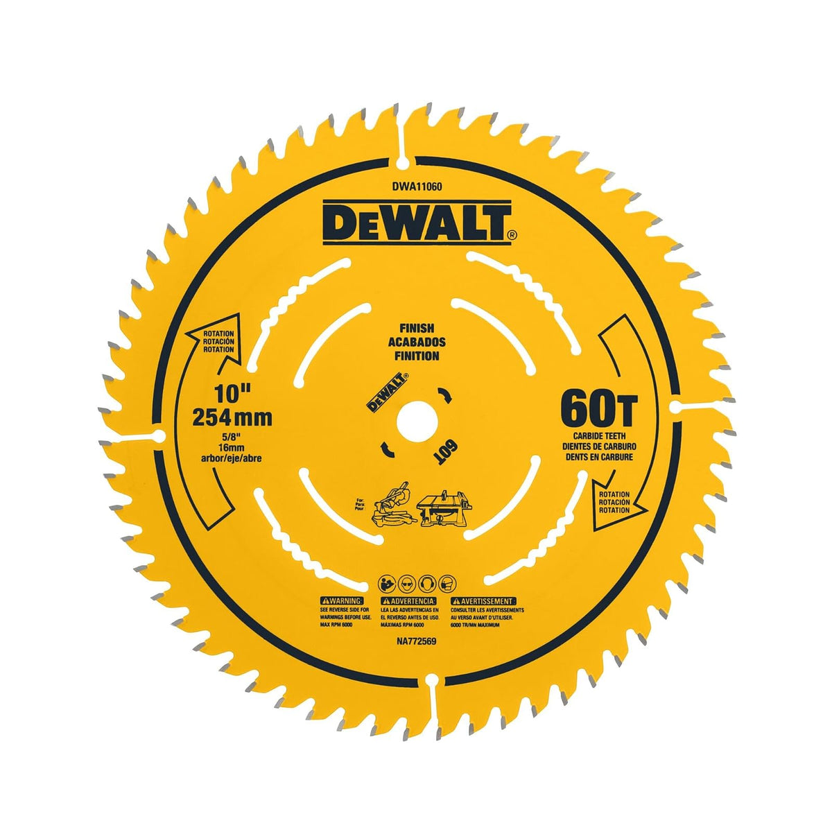 DEWALT Disco de corte para sierra circular 10", 60 dientes (DWA11060)