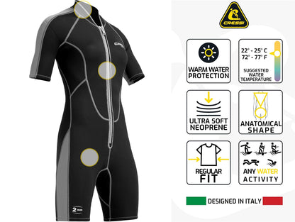 Cressi Lido 2 mm de Neopreno Premium para Mujer Shorty Wetsuit