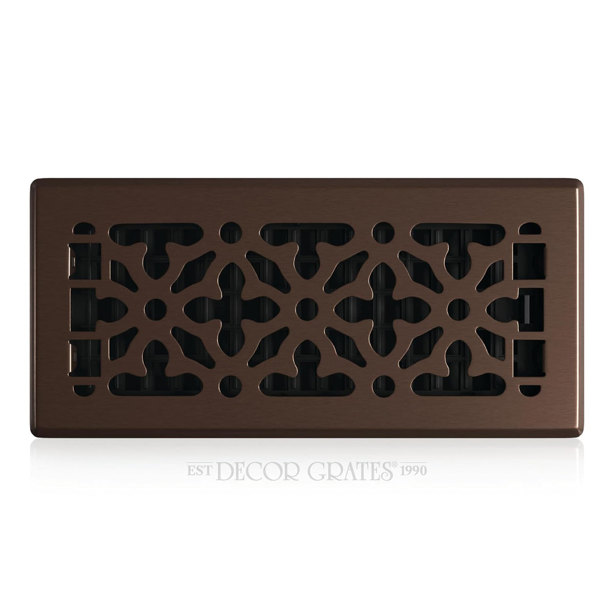 Decoración rejillas 4-inch por 10-Inch gótico acero negro registro de piso, Bronce - Bronce
