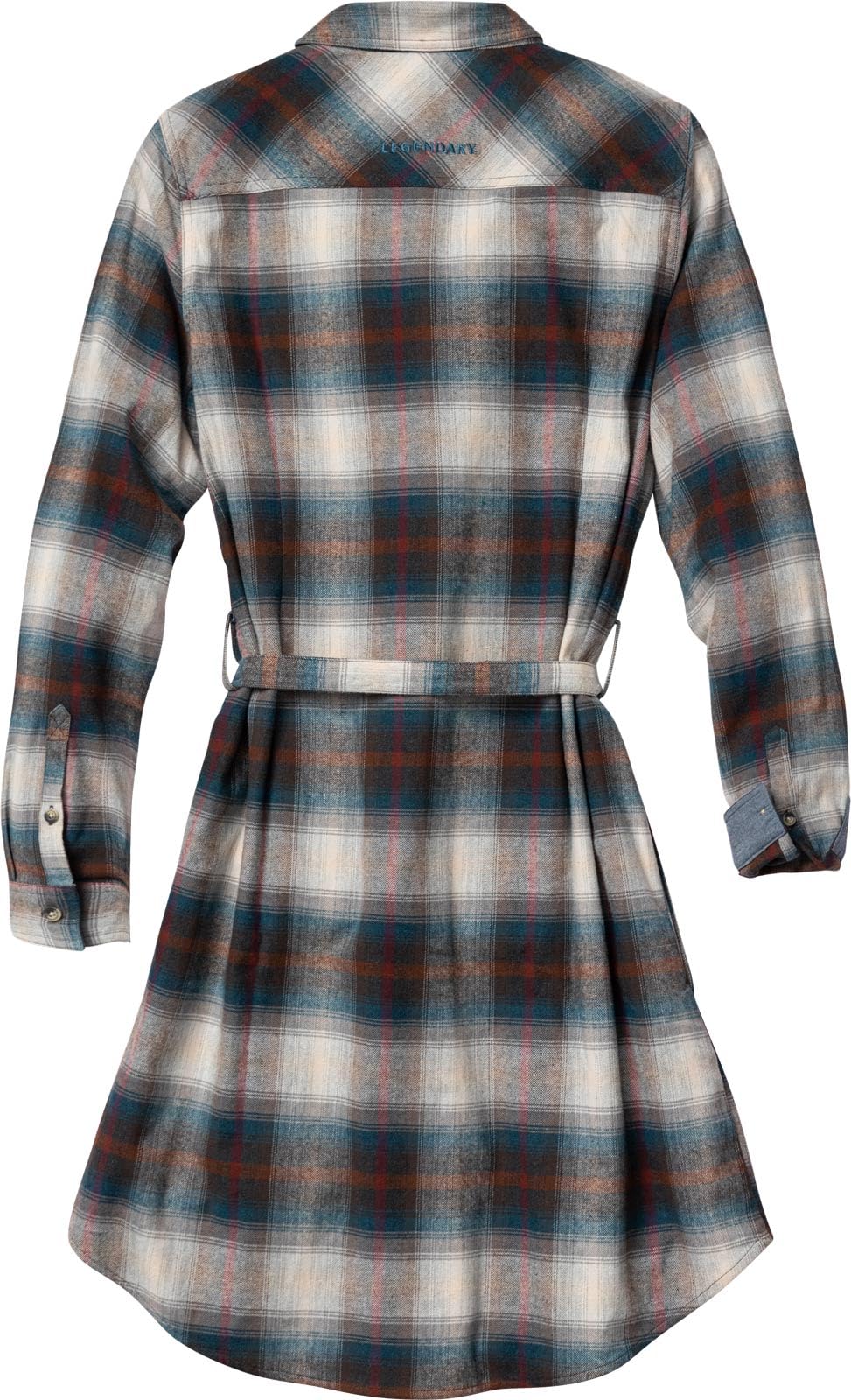 Legendary Whitetails Open Spaces Dress, Plaid Flannel Long Sleeve Button Up Tunic with Belt Vestidos Mujer