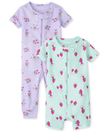 The Children's Place Pijama de una Pieza para bebés y niñas pequeñas, 100% algodón, con Cremallera Frontal, con pies Mamelucos para bebés y niños pequeños para Bebé-Niñas