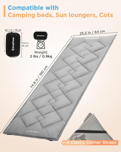 KingCamp - Almohadilla para Cuna para Camping, cómoda y Ligera, esponjosa, cálida, Antideslizante, para Exteriores, Picnic, Senderismo, mochilero