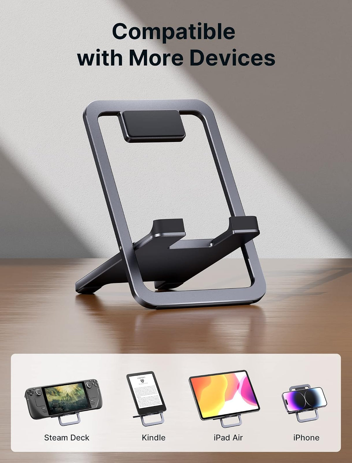 JSAUX - Soporte Universal para Tablet, portátil, Plegable, para computadora, Compatible con iPad Mini/Air, Samsung Galaxy Tab, Kindle Fire, Steam Deck, Switch 2, ROG Ally, iPhone y Otras tabletas