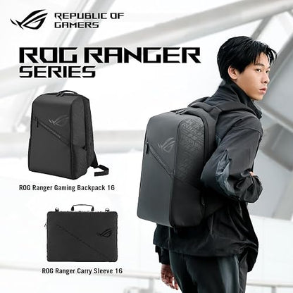 Mochila Gamer ASUS ROG RANGER 2501/BP2501 ROG RANGER/Repelente al Agua/Compartimiento para Laptop 16"/17 L/