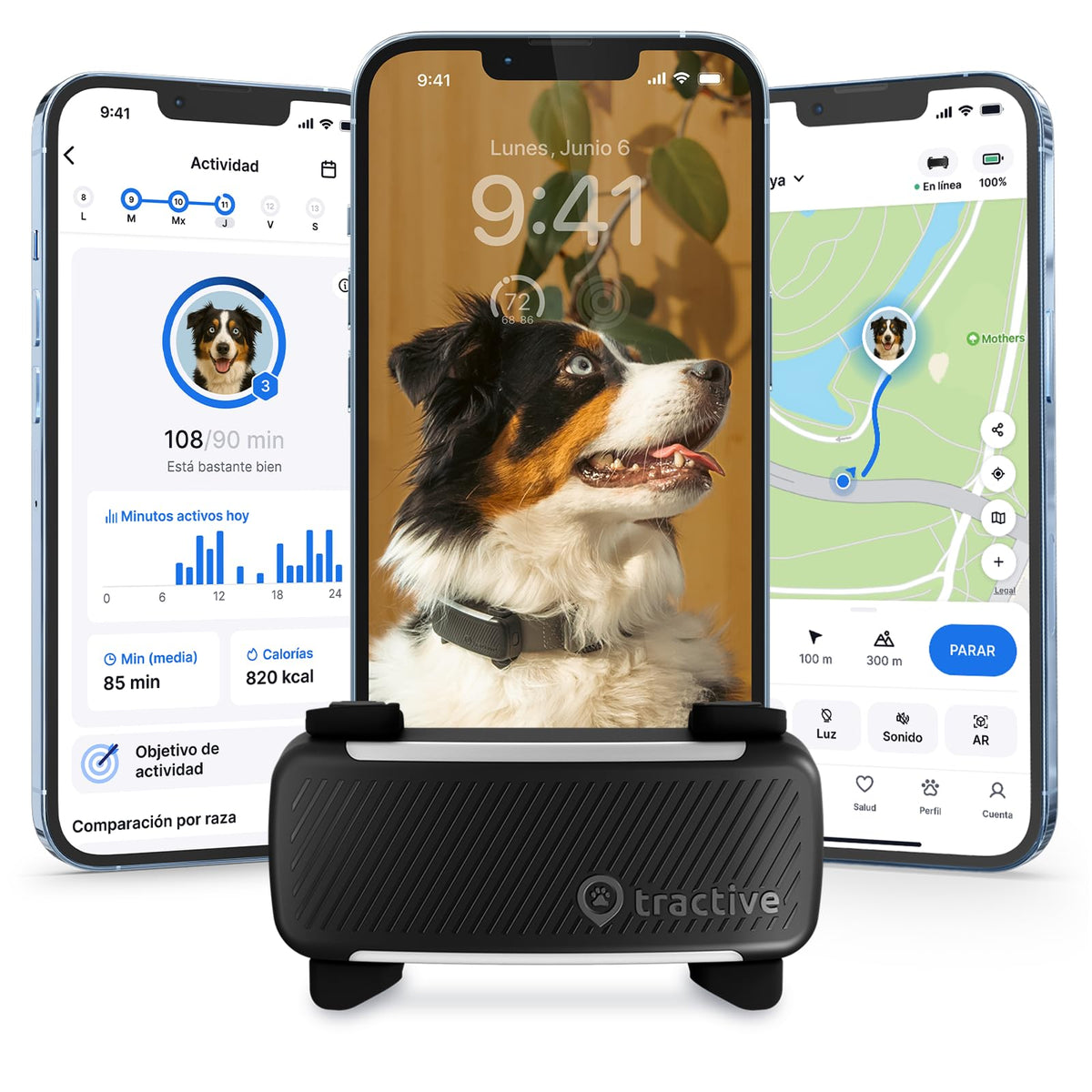 Tractive Rastreador GPS para Mascotas con Monitoreo de Salud y Valla Virtual - negro