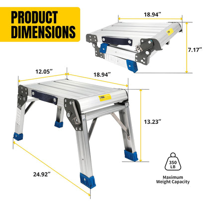 MaxWorks Taburete Plegable de Aluminio con Plataforma, Capacidad 350 Libras, 80773