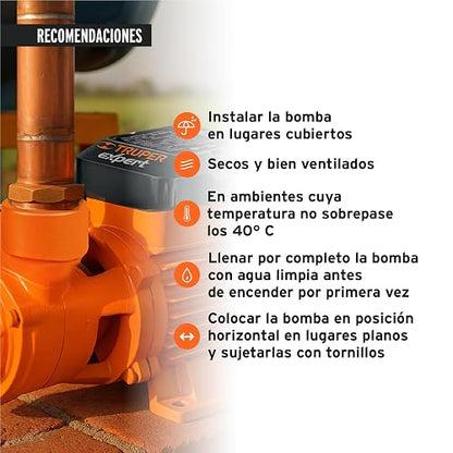 Truper Expert BOAP-3/4, Bomba eléctrica periférica para agua 3/4 HP uso agrícola