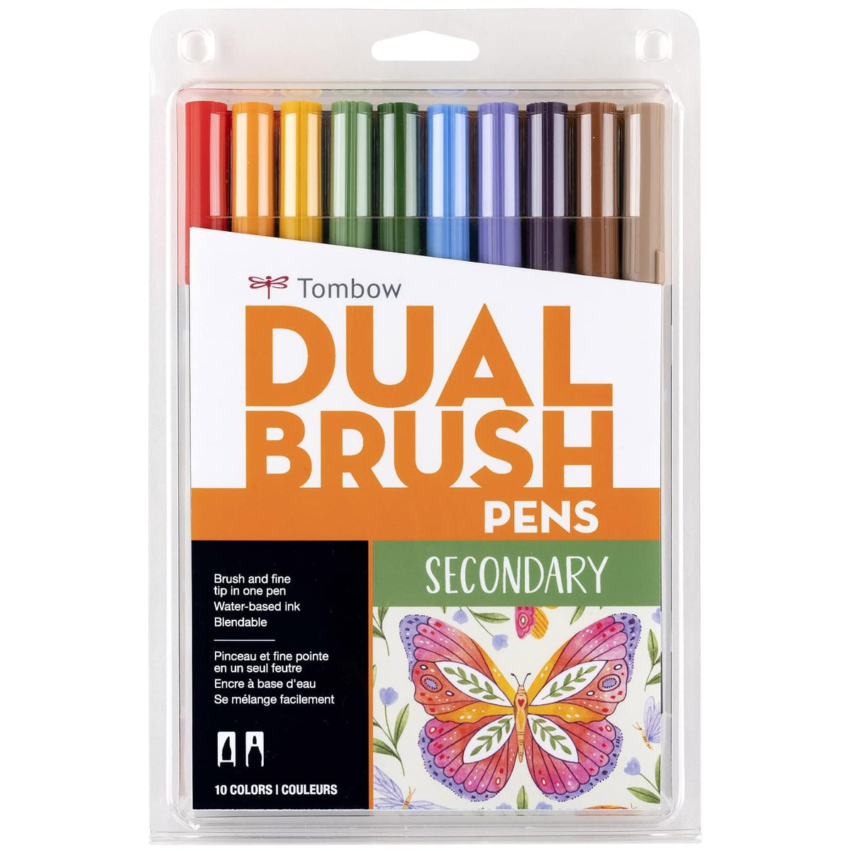 Tombow Dual Brush Pen Marcadores Artísticos de Doble Punta - Secondary - Paquete de 10 unidades - Paquete de 10