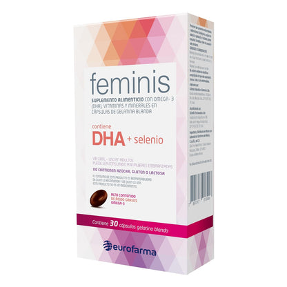 Feminis Suplemento Alimenticio para Adultos, 30 Cápsulas | Omega 3 (DHA), Vitaminas y Minerales