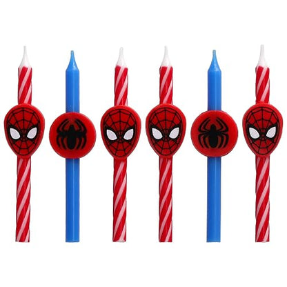 Marvel's Spider-Man™ - Velas de cumpleaños para tartas, 6 velas de cumpleaños para decoración de pasteles, velas rojas y azules, decoraciones para tartas para fiestas de Spiderman